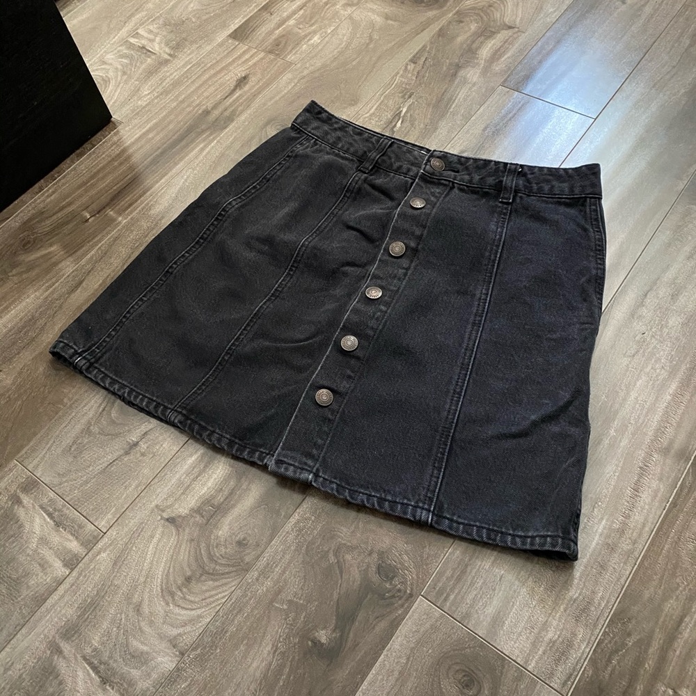 Pull & Bear Black Denim Mini Skirt